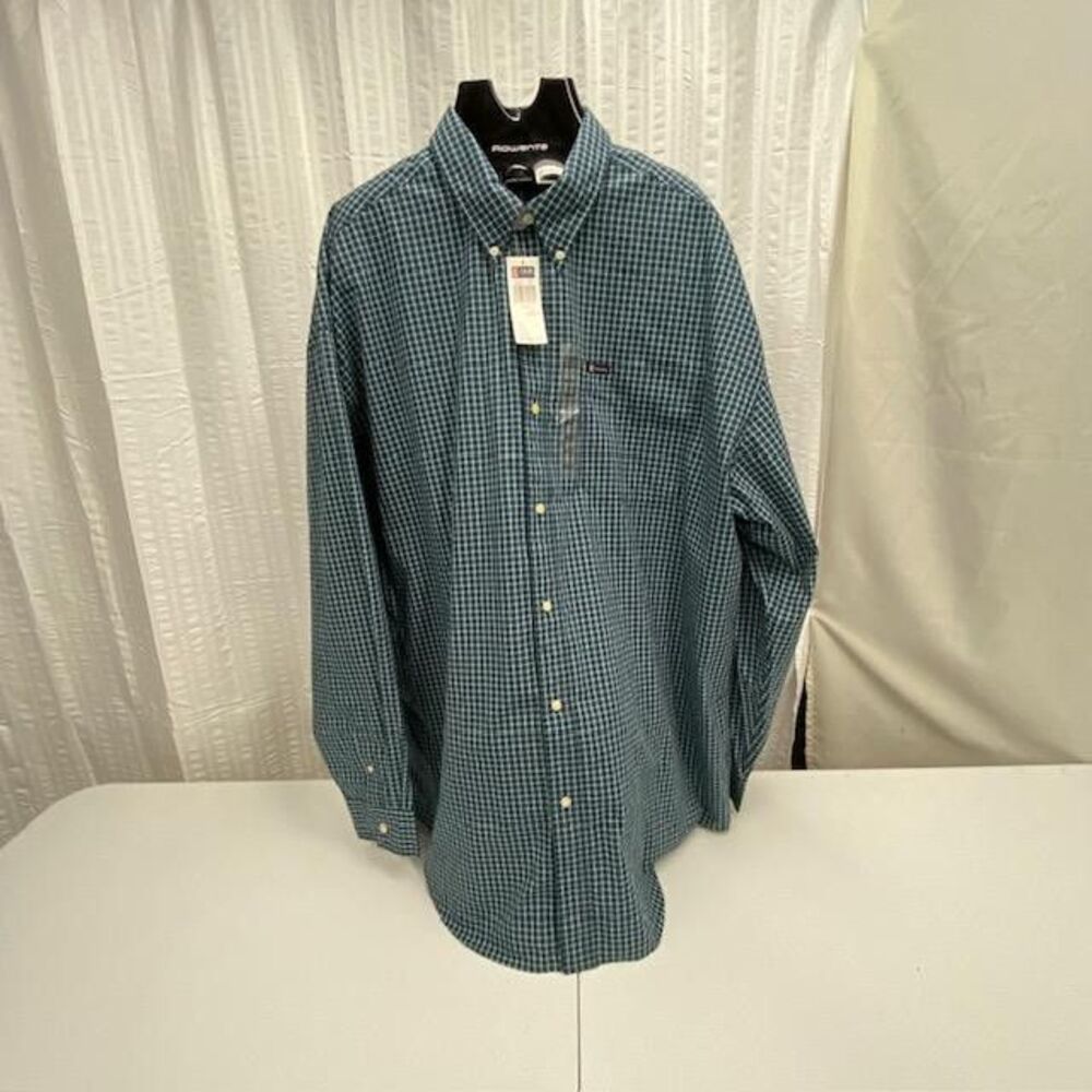 Chaps Mens 3XLT Big Tall Shirt NWT Blue Plaid Long Sleeve Button Down Easy Care